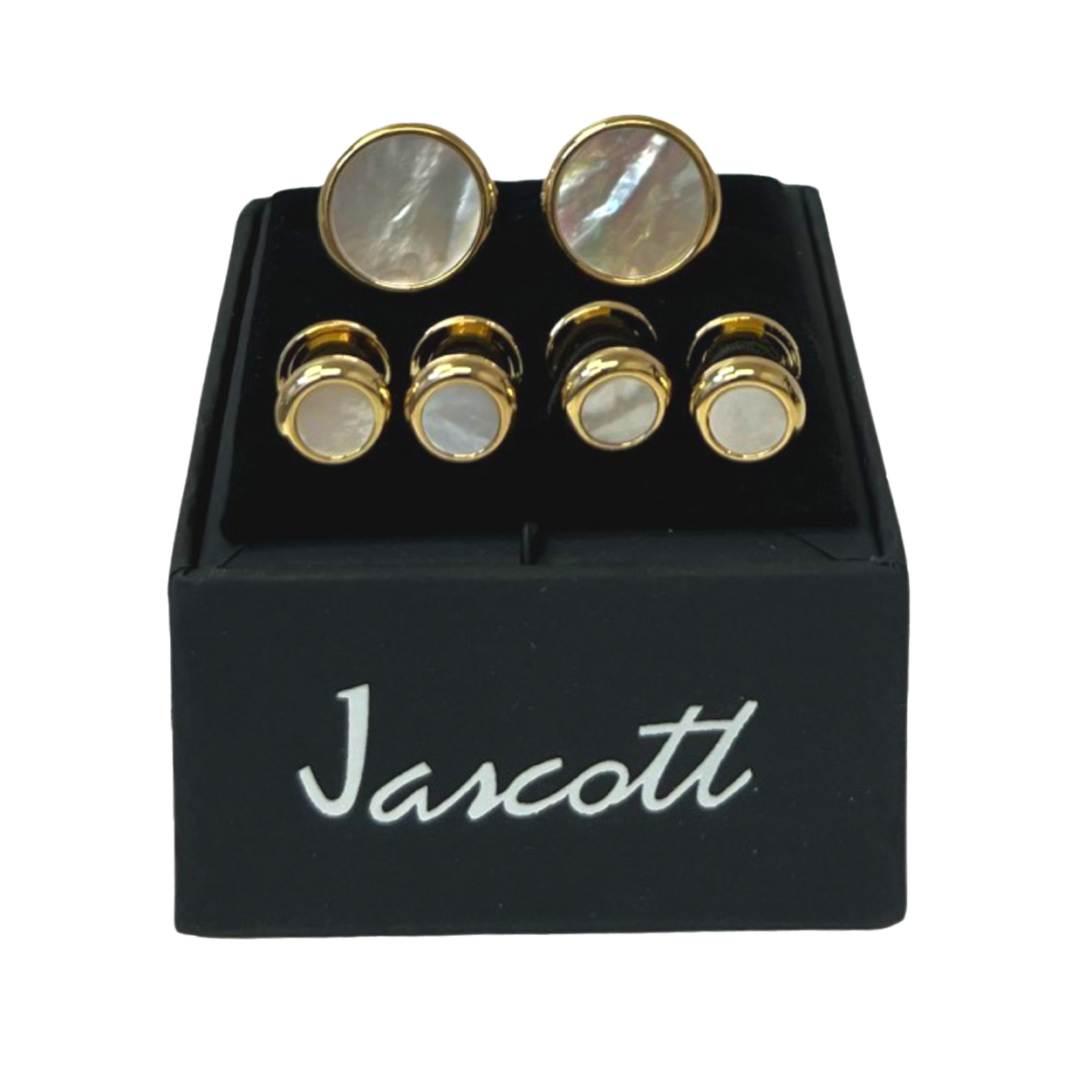 Gold with Pearl Studs & Cufflinks image number 1