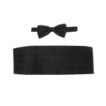 Black Satin Bow Tie and Cummerbund image number 1