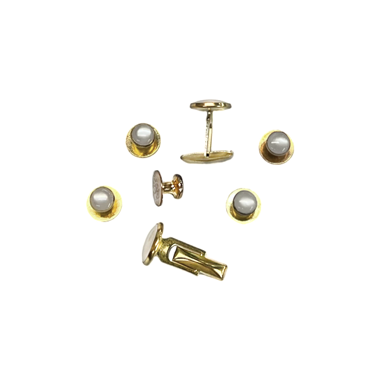 White and Gold Studs & Cufflinks image number 1