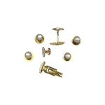 White and Gold Studs & Cufflinks image number 1