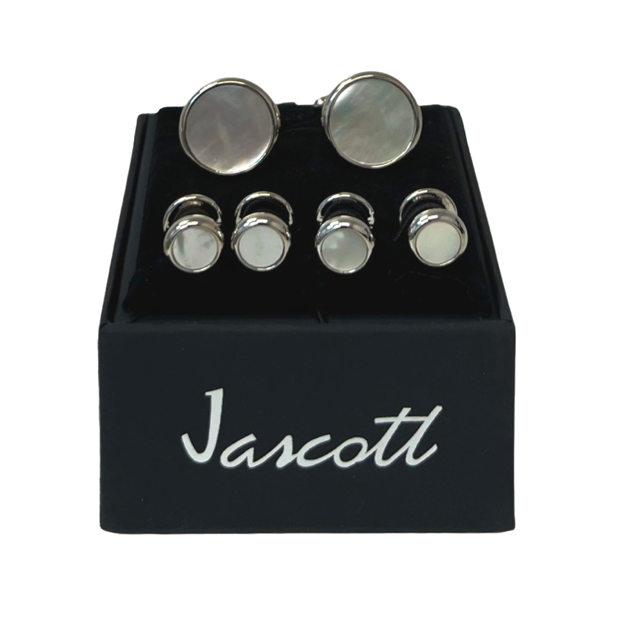 Silver with Pearl Studs and Cufflinks image number 1